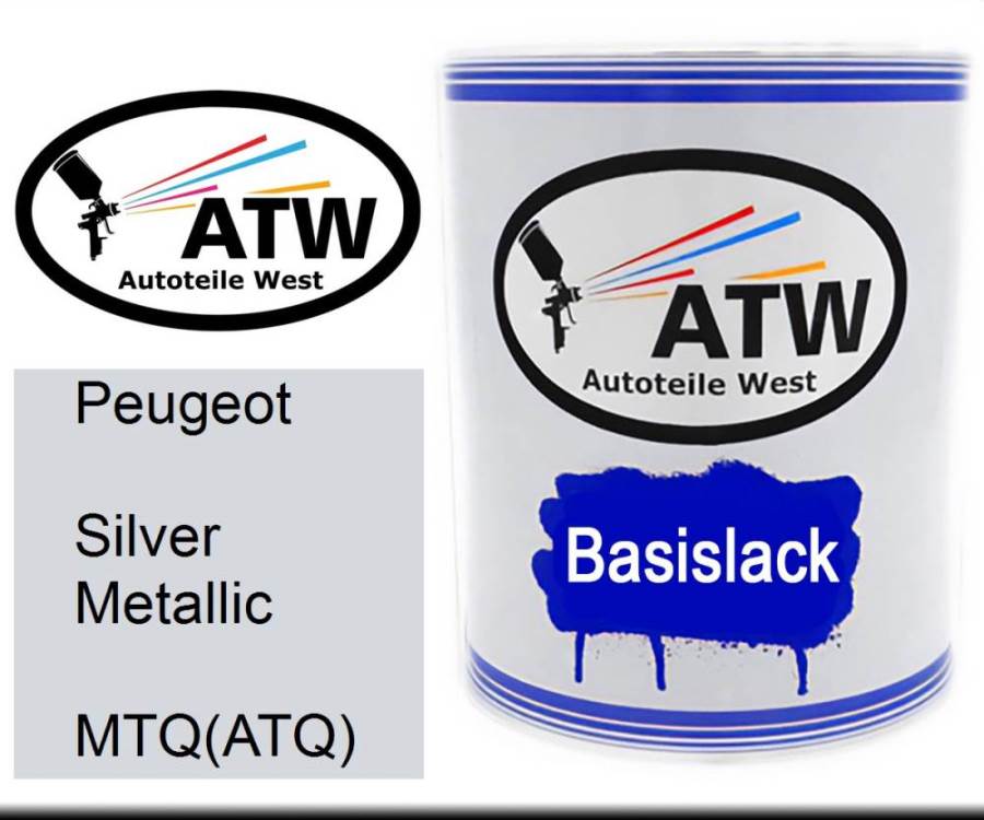 Peugeot, Silver Metallic, MTQ(ATQ): 1L Lackdose, von ATW Autoteile West.